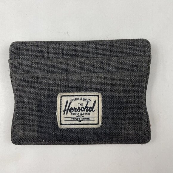 Herschel Slot Card Holder Case Wallet Gray Denim Canvas - Picture 1 of 7